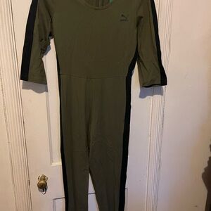 Puma  Olive and Black Athletic One-Piece Bodysuit